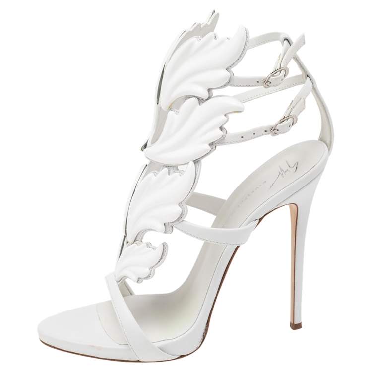 Pre Owned Giuseppe Zanotti White Leather Cruel Summer Ankle Strap Sandals Size 40