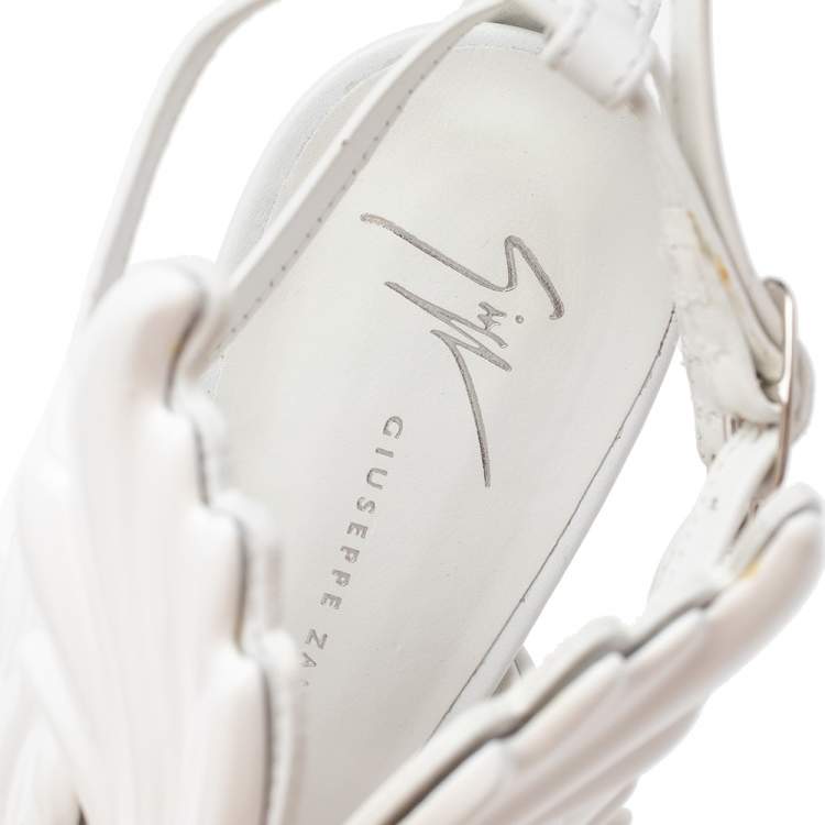 Pre Owned Giuseppe Zanotti White Leather Cruel Summer Ankle Strap Sandals Size 40
