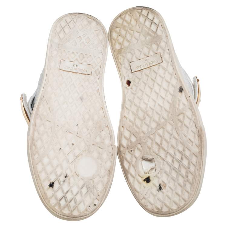 Pre Owned Giuseppe Zanotti White Croc Embossed Leather London High Top Sneakers Size 40