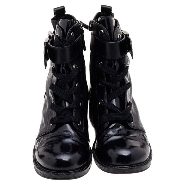 Pre Owned Giuseppe Zanotti Black Leather Ankle Length Boots Size 40