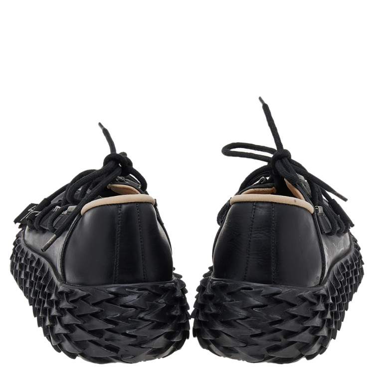 Pre Owned Giuseppe Zanotti Black Leather Urchin Sneakers Size 38