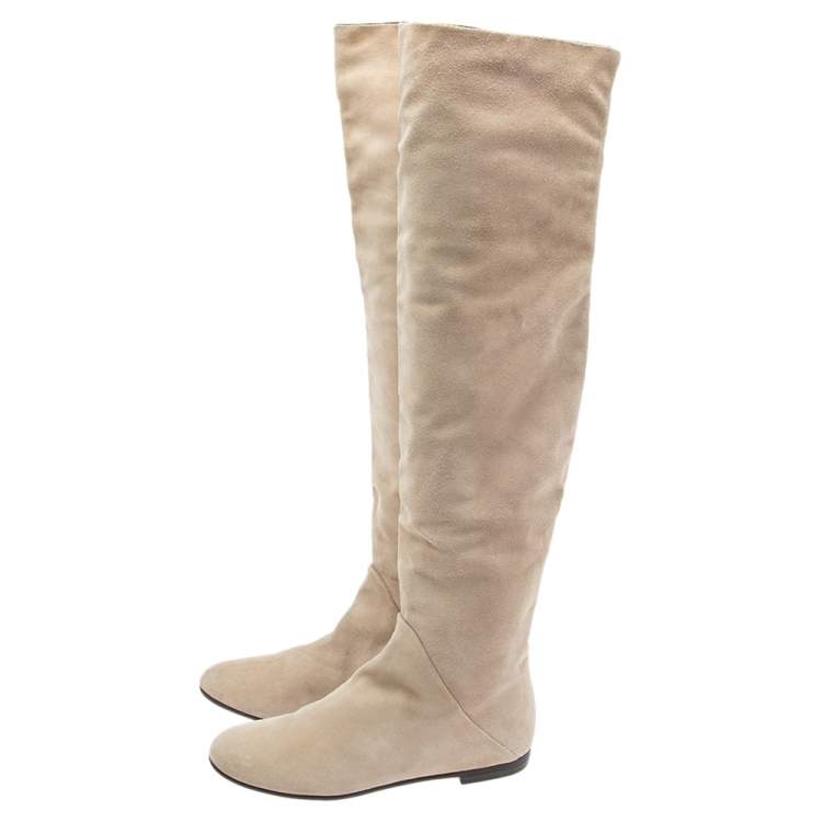 Pre Owned Giuseppe Zanotti Grey Suede  Over The Knee Boots Size 35.5