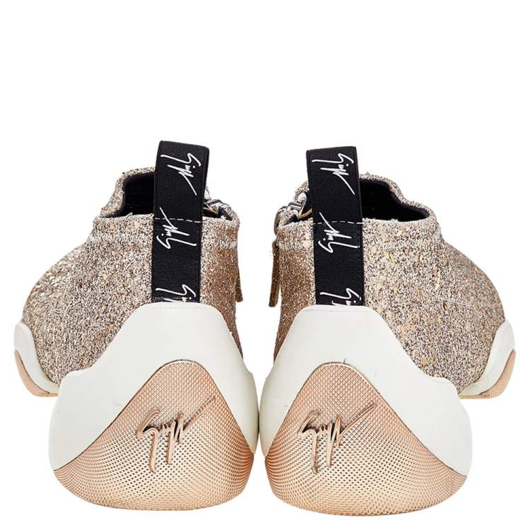 Pre Owned Giuseppe Zanotti Gold Glitter Jump Sneakers Size 40