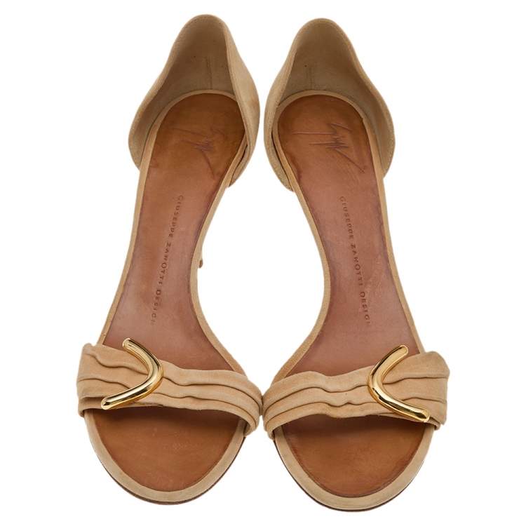 Pre Owned Giuseppe Zanotti Beige Suede Slide Sandals Size 39