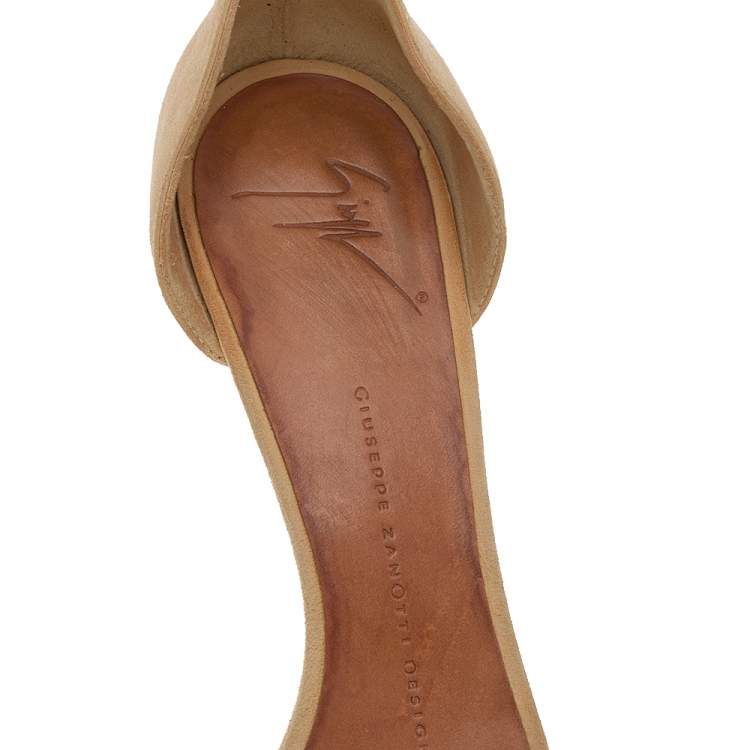 Pre Owned Giuseppe Zanotti Beige Suede Slide Sandals Size 39