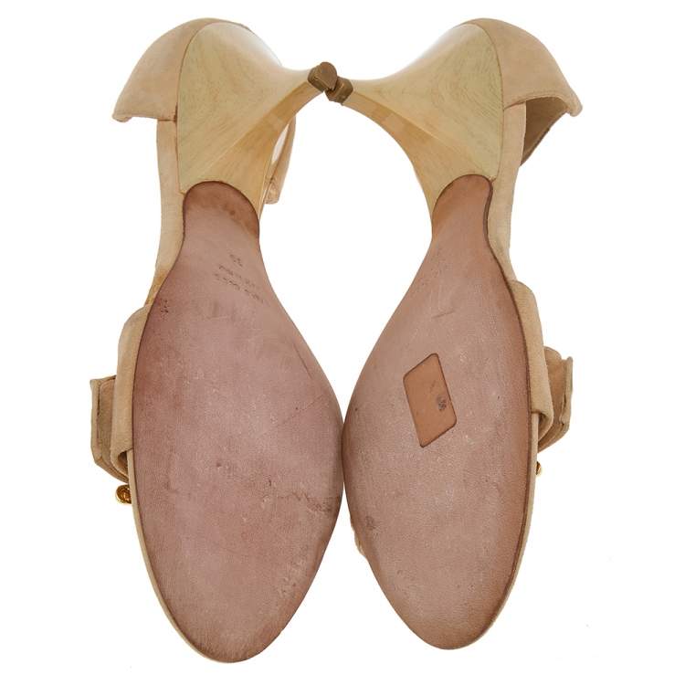 Pre Owned Giuseppe Zanotti Beige Suede Slide Sandals Size 39