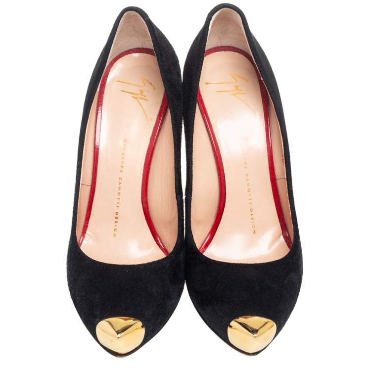 Pre Owned Giuseppe Zanotti Black Suede Pointed Toe Pumps Size 38