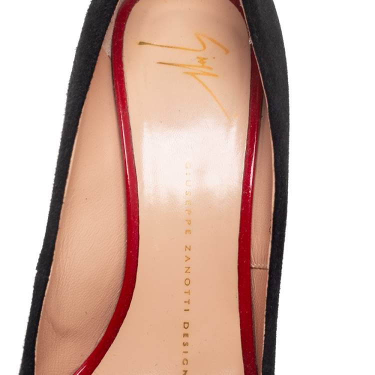 Pre Owned Giuseppe Zanotti Black Suede Pointed Toe Pumps Size 38