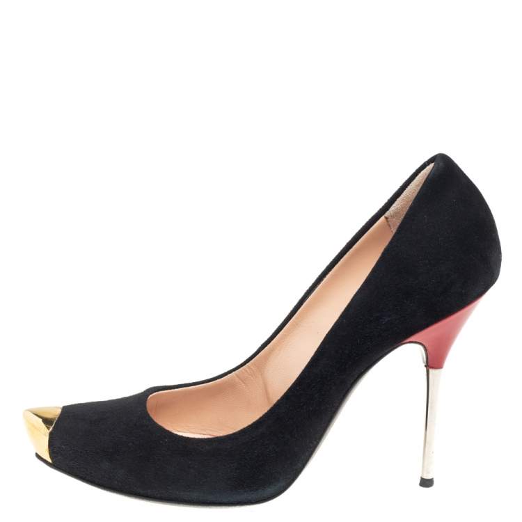 Pre Owned Giuseppe Zanotti Black Suede Pointed Toe Pumps Size 38