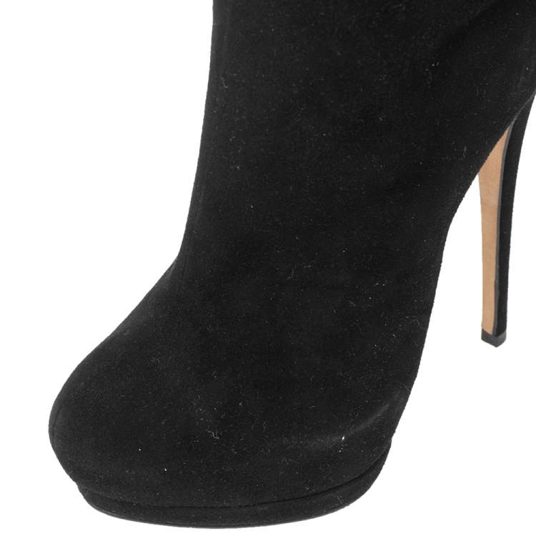 مملوكة مسبقًا Giuseppe Zanotti Black Suede Platform Calf Boots Size 37