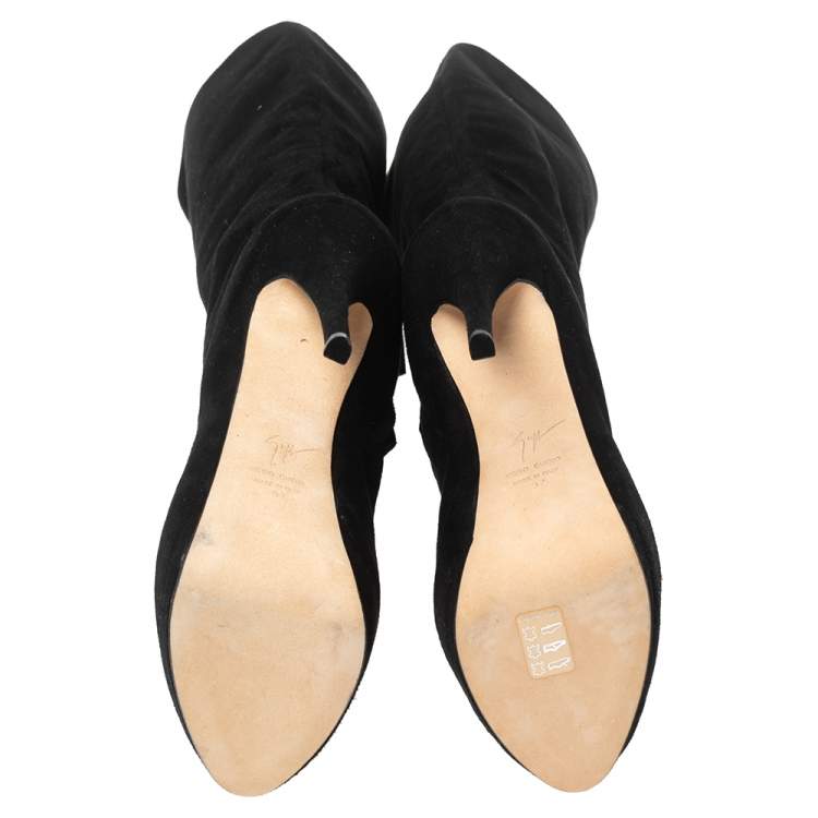 مملوكة مسبقًا Giuseppe Zanotti Black Suede Platform Calf Boots Size 37