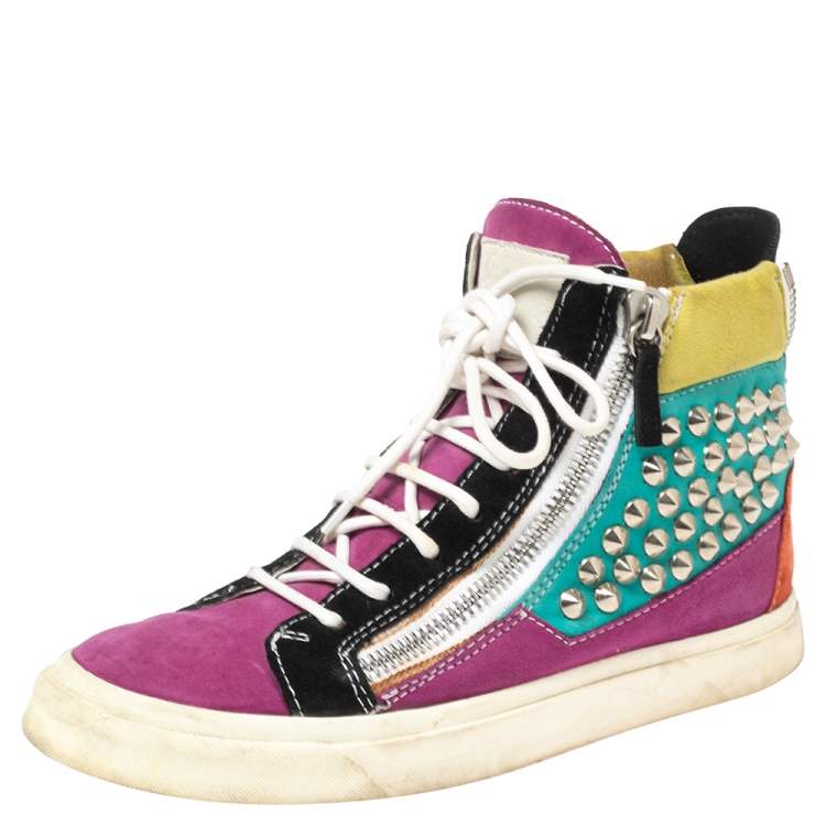 Zanotti Multicolor Suede Spike High-Top Sneakers Size Giuseppe Zanotti | TLC
