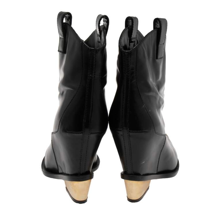 Pre Owned Giuseppe Zanotti Black Leather  Ankle Boots Size 38