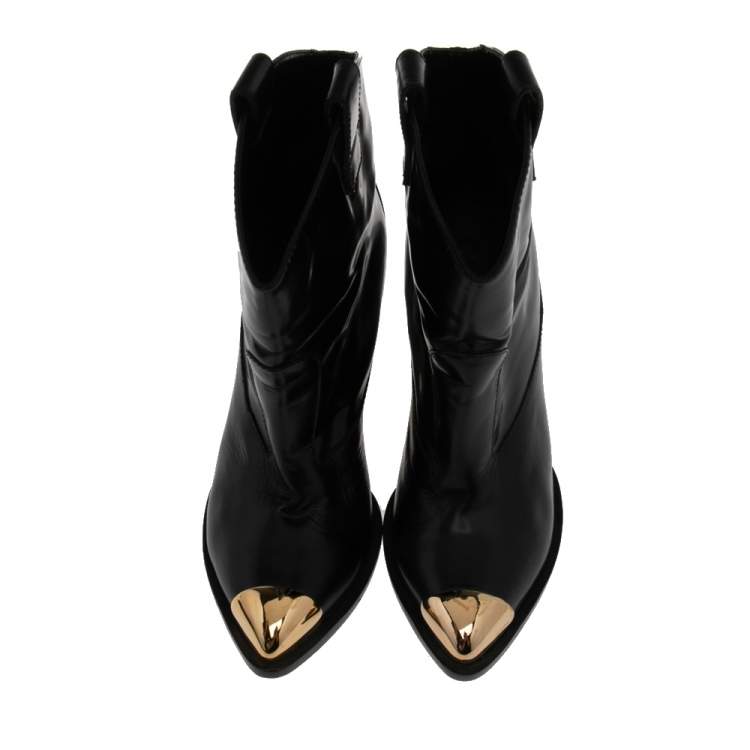 Pre Owned Giuseppe Zanotti Black Leather  Ankle Boots Size 38