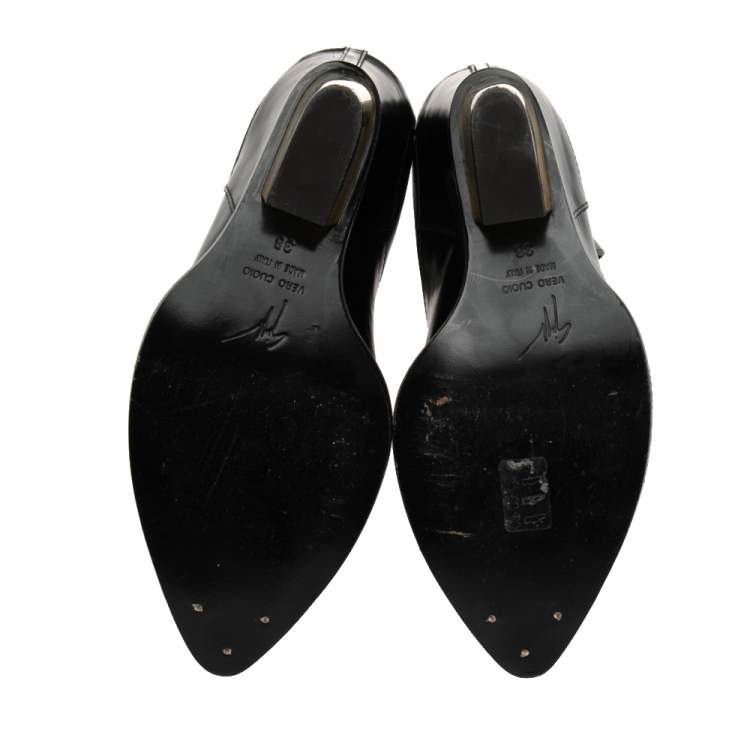 Pre Owned Giuseppe Zanotti Black Leather  Ankle Boots Size 38