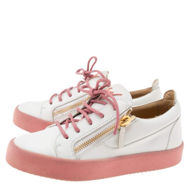 Pre Owned Giuseppe Zanotti White Leather  Low-Top Sneakers Size 39