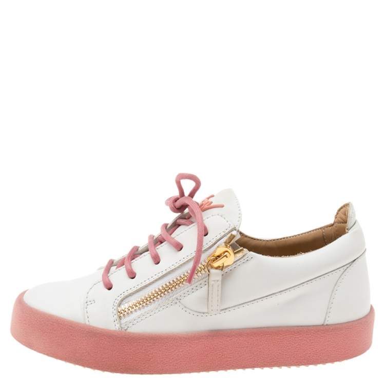 Pre Owned Giuseppe Zanotti White Leather  Low-Top Sneakers Size 39