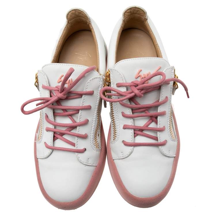 Pre Owned Giuseppe Zanotti White Leather  Low-Top Sneakers Size 39
