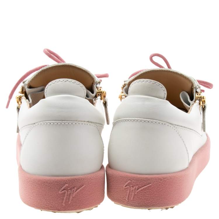 Pre Owned Giuseppe Zanotti White Leather  Low-Top Sneakers Size 39