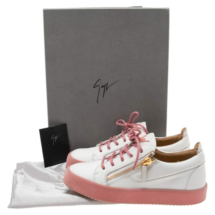 Pre Owned Giuseppe Zanotti White Leather  Low-Top Sneakers Size 39