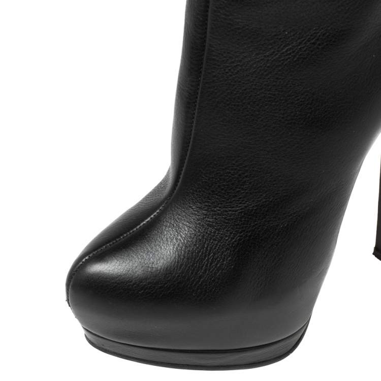 Pre Owned Giuseppe Zanotti Black Leather Over the Knee Platform Boots Size 36.5