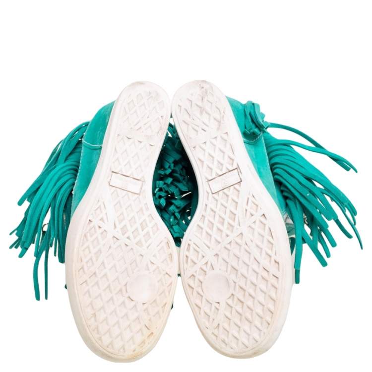 Pre Owned Giuseppe Zanotti Green Suede High Top Wedge Sneakers Size 37