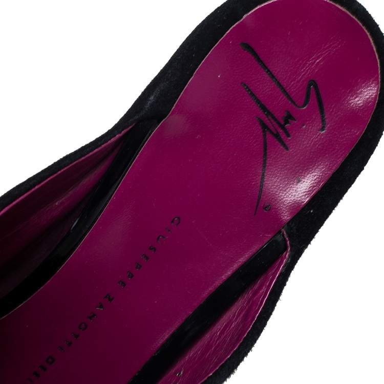 Pre Owned Giuseppe Zanotti Black Suede Open Toe Mule Sandals Size 40.5