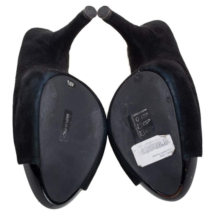 Pre Owned Giuseppe Zanotti Black Suede Open Toe Mule Sandals Size 40.5