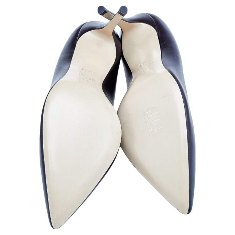 Pre Owned Giuseppe Zanotti Dark Brown Leather Pointed Toe Pumps Size 38.5