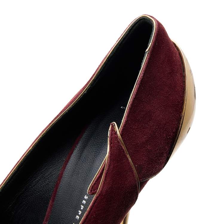 Pre Owned Giuseppe Zanotti Burgundy Suede Platform Pumps Size 39