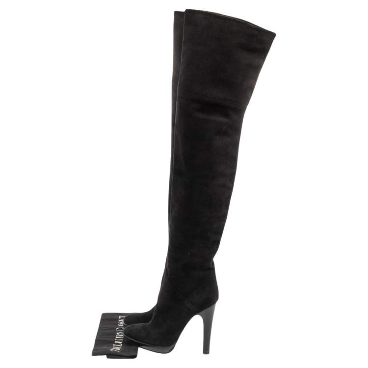 Pre Owned Giuseppe Zanotti Black  Suede Over The Knee Boots Size 37