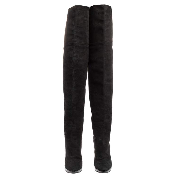 Pre Owned Giuseppe Zanotti Black  Suede Over The Knee Boots Size 37