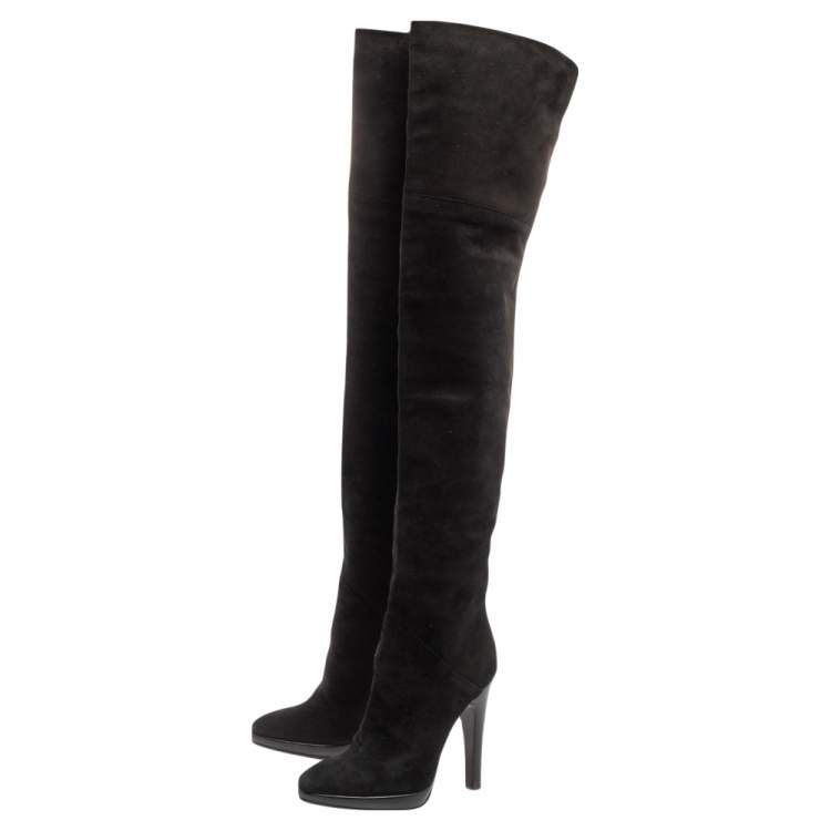 Pre Owned Giuseppe Zanotti Black  Suede Over The Knee Boots Size 37