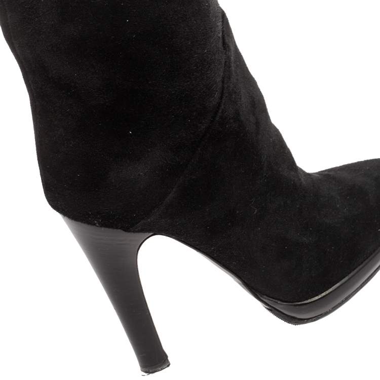 Pre Owned Giuseppe Zanotti Black  Suede Over The Knee Boots Size 37