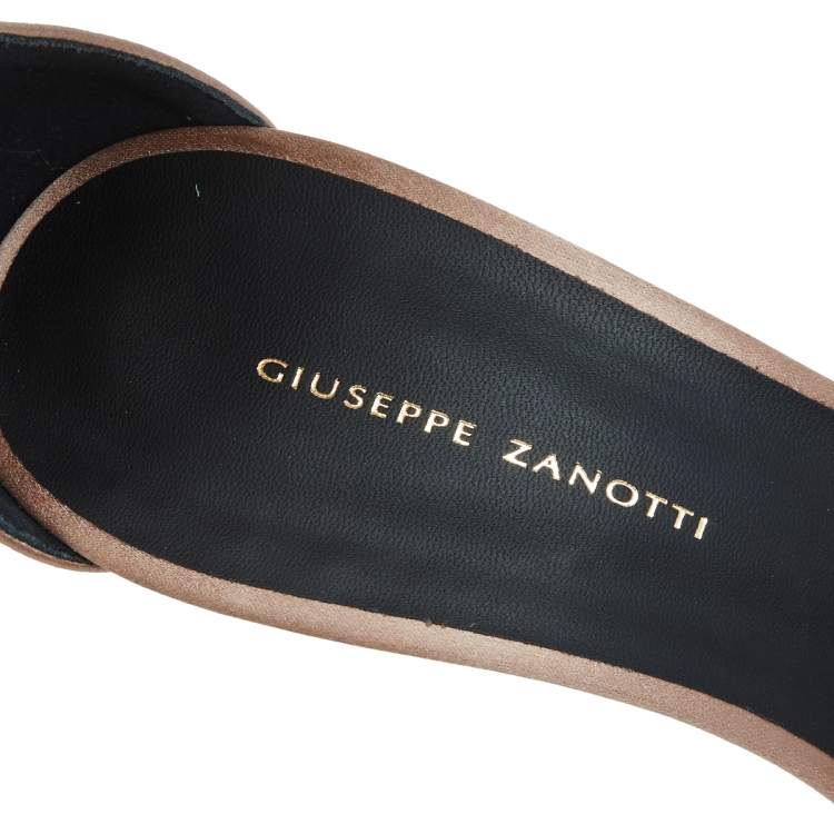Pre Owned Giuseppe Zanotti Beige Satin Bow Ankle Strap Sandals Size 42