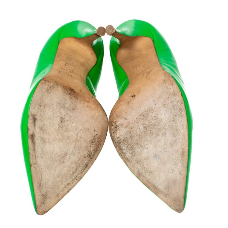 Pre Owned Giuseppe Zanotti Green Patent Leather  Pointed Toe Pumps Size 39