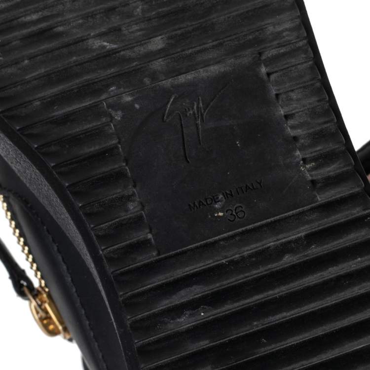 Pre Owned Giuseppe Zanotti Black Leather And Patent London Sneakers Size 36