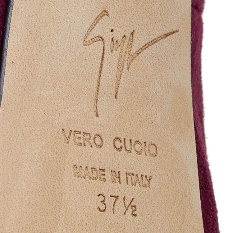 Pre Owned Giuseppe Zanotti  Burgundy Suede Platform Pumps Size 37.5