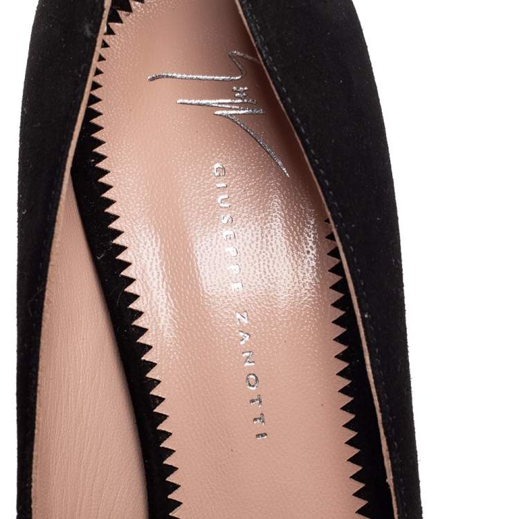 Pre Owned Giussepe Zanotti Black Suede Bolt G Pointed Toe Pumps Size 41