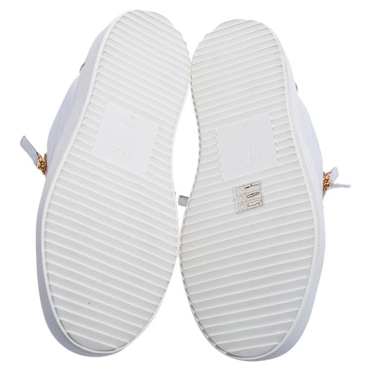 مملوكة مسبقًا Giuseppe Zanotti White Patent And Leather London Low Top Sneakers Size 39
