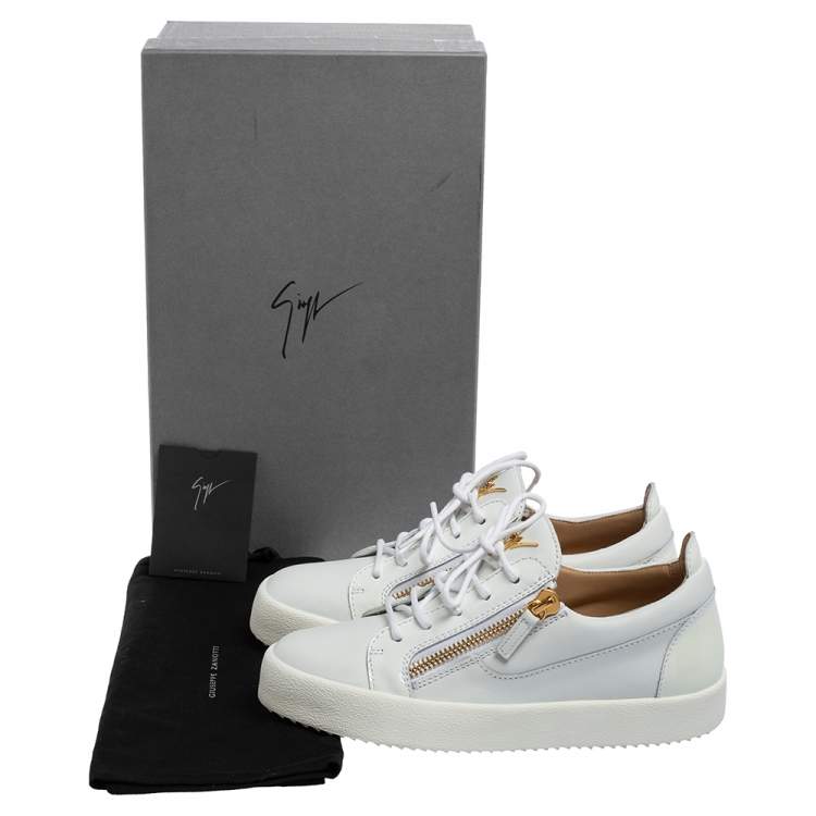 مملوكة مسبقًا Giuseppe Zanotti White Patent And Leather London Low Top Sneakers Size 39