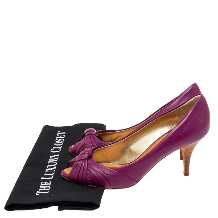 Pre Owned Giuseppe Zanotti Purple Leather Peep Toe Pumps Size 38