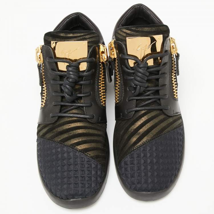 Pre Owned Giuseppe Zanotti Black Suede And Leather Low Top Sneakers Size 38