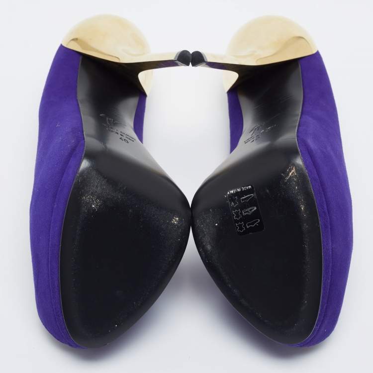 Pre Owned Giuseppe Zanotti Purple Suede Sharon Peep Toe Platform Pumps Size 40