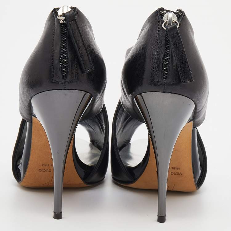 Pre Owned Giuseppe Zanotti Black Leather Crisscross Ankle Booties Size 36