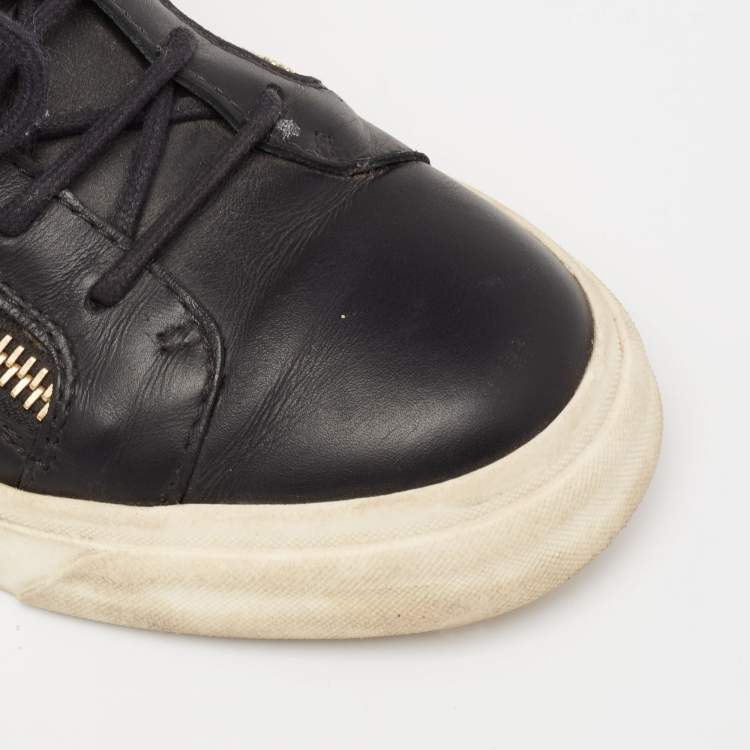 Pre Owned Giuseppe Zanotti Black/Gold  Leather Coby High Top Sneakers Size 37