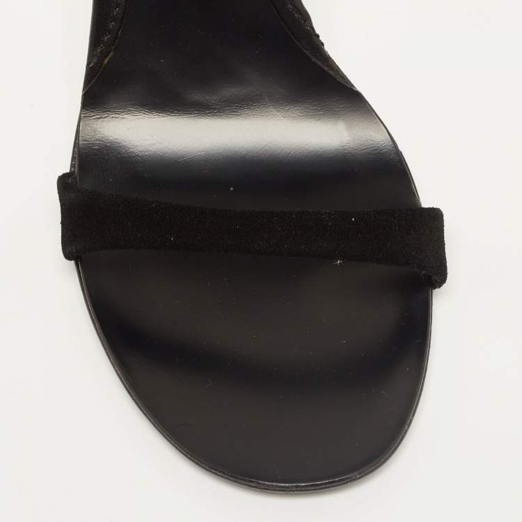 Pre Owned Giuseppe Zanotti Black Suede Embellished Ankle Strap Sandals Size 41