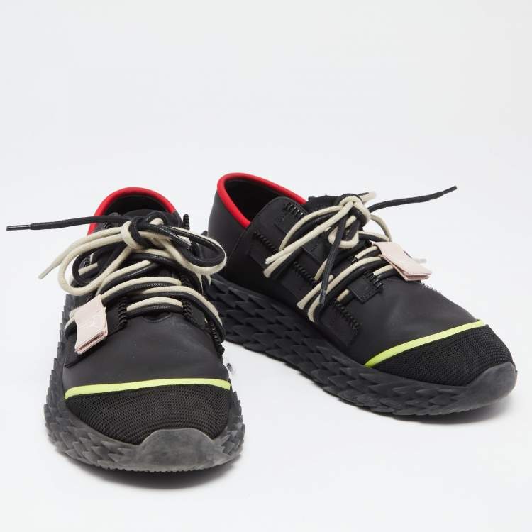 Pre Owned Giuseppe Zanotti Black Mesh and Leather Urchin Sneakers Size 38