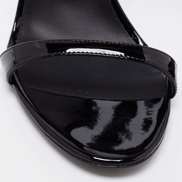 Pre Owned Giuseppe Zanotti Black Patent Leather Kay Ankle Strap Sandals Size 38