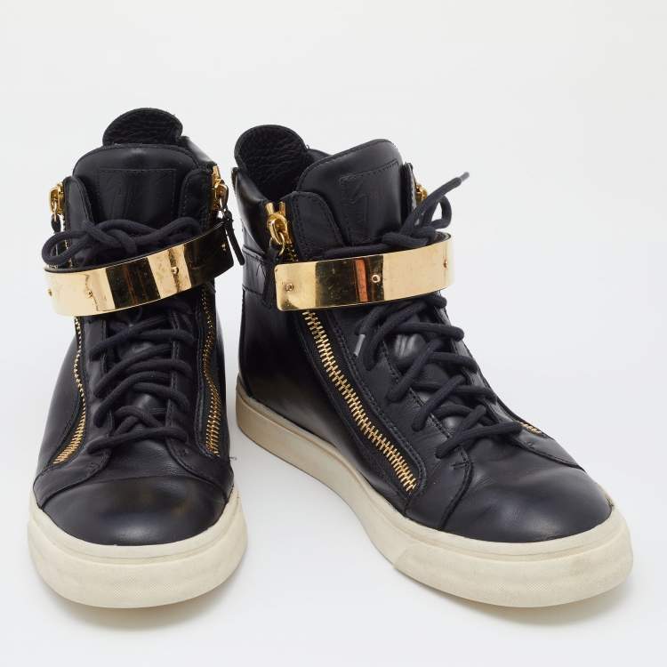 Pre Owned Giuseppe Zanotti Black Leather High Top Sneakers Size 42